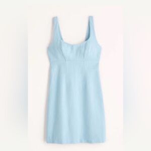 Tweed Corset Mini Dress - Abercrombie & Fitch - Light Blue Textured Shift Dress